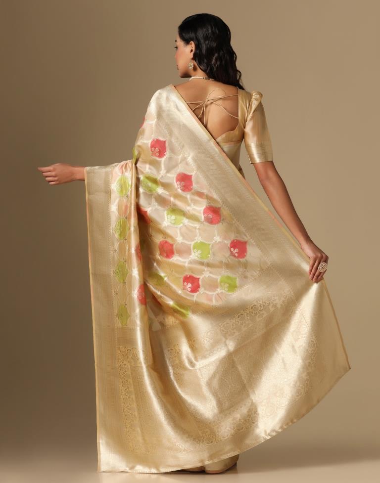 Beige Banarasi Organza Saree | Leemboodi
