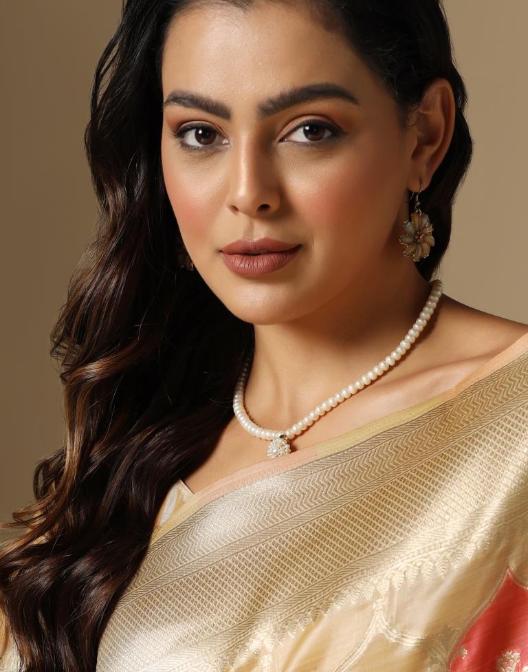 Beige Banarasi Organza Saree | Leemboodi