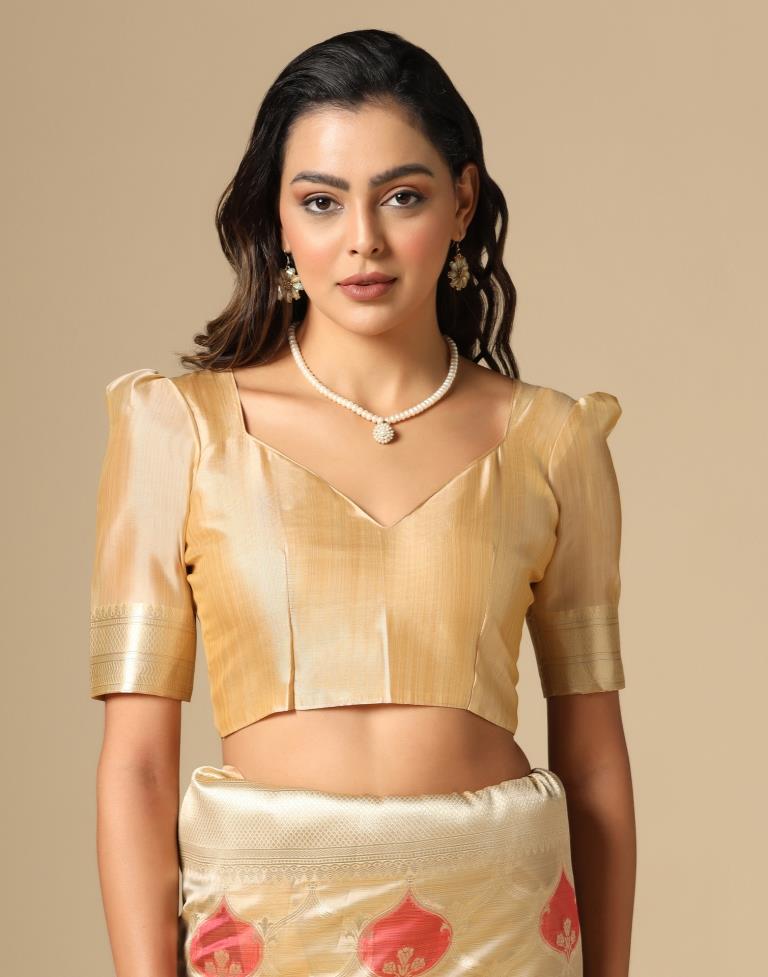 Beige Banarasi Organza Saree | Leemboodi