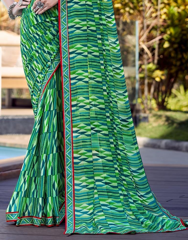 Green Georgette Saree | Sudathi