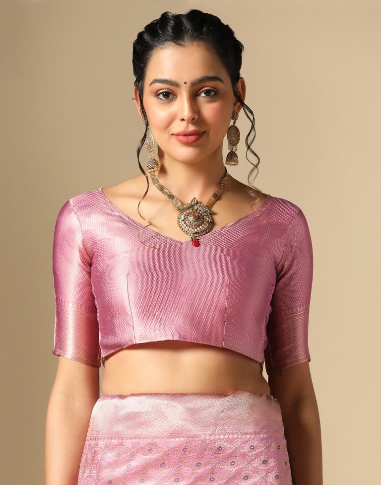 Light Pink Silk Weaving Saree