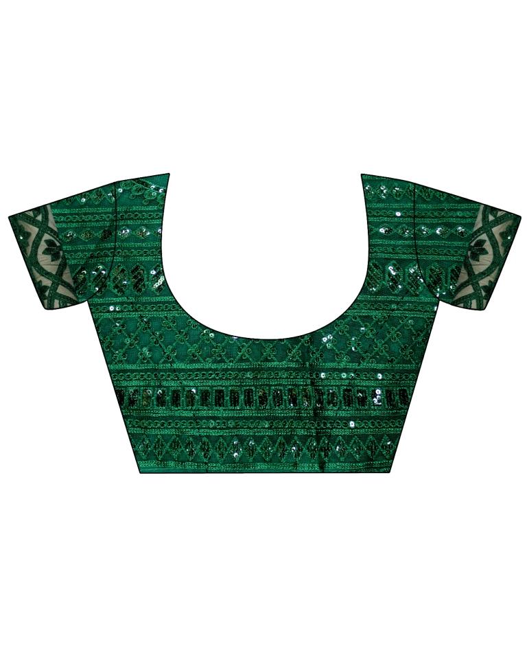 Dark Green Chiffon Sequence Saree | Leemboodi