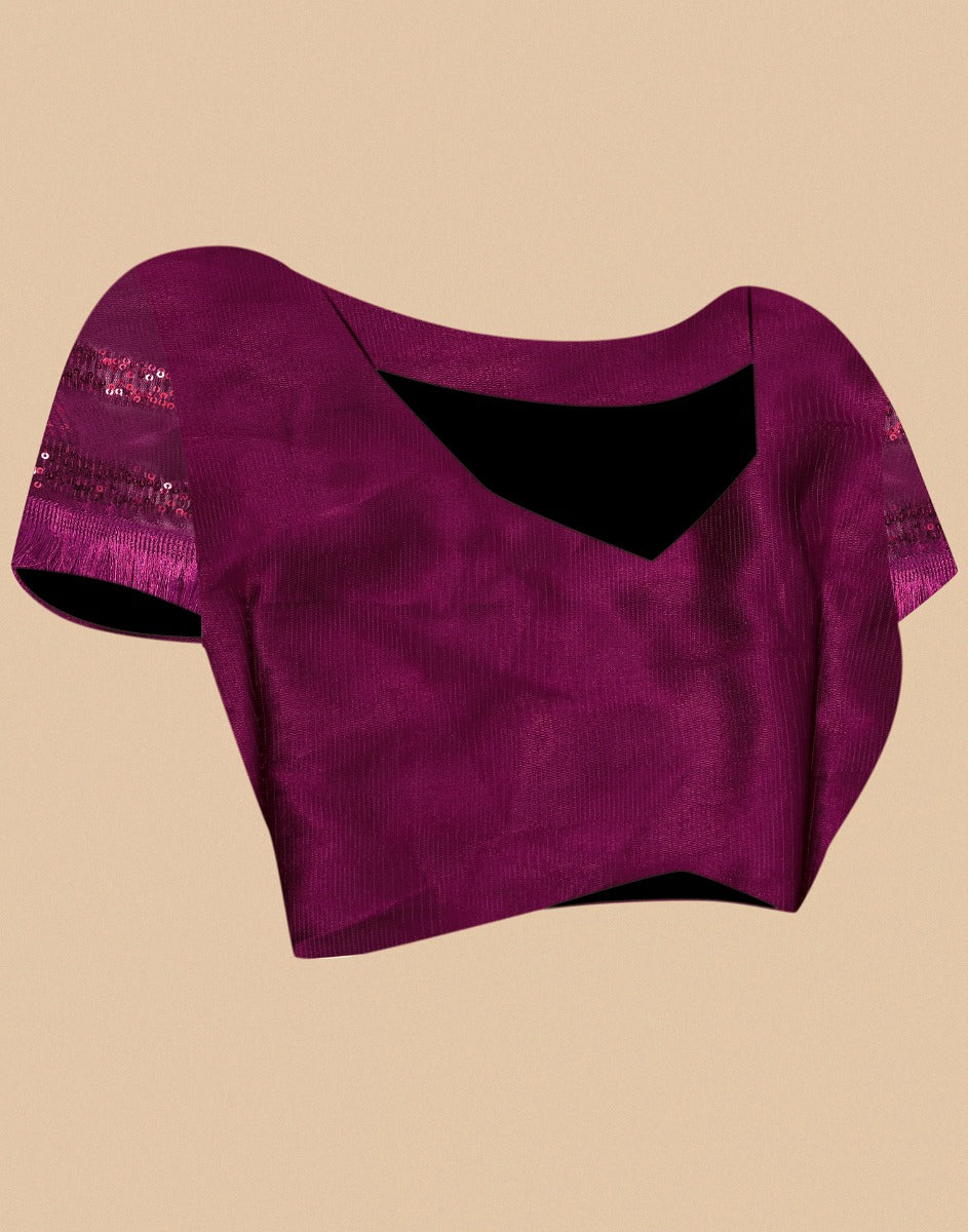 Wine Georgette Sequence Saree | Leemboodi