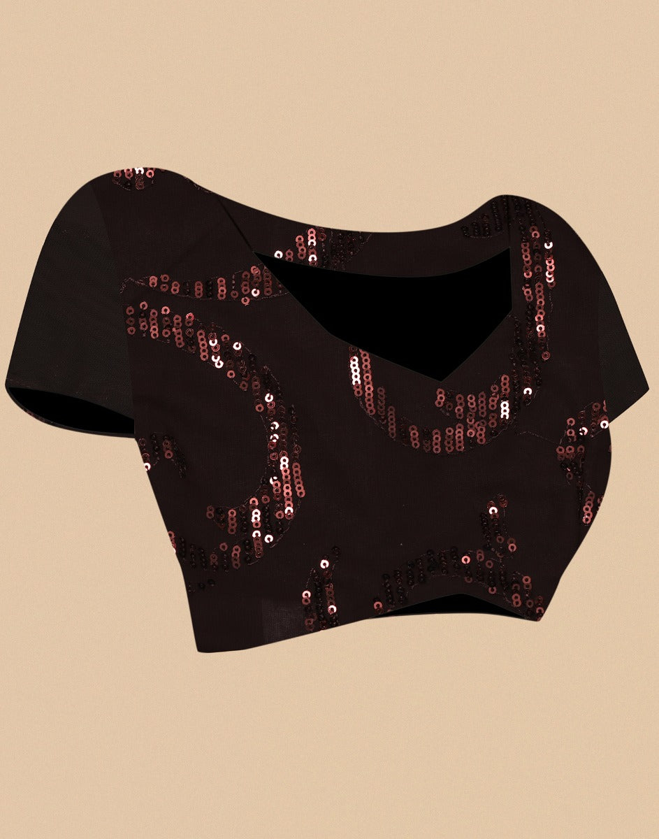 Brown Georgette Sequence Saree | Leemboodi