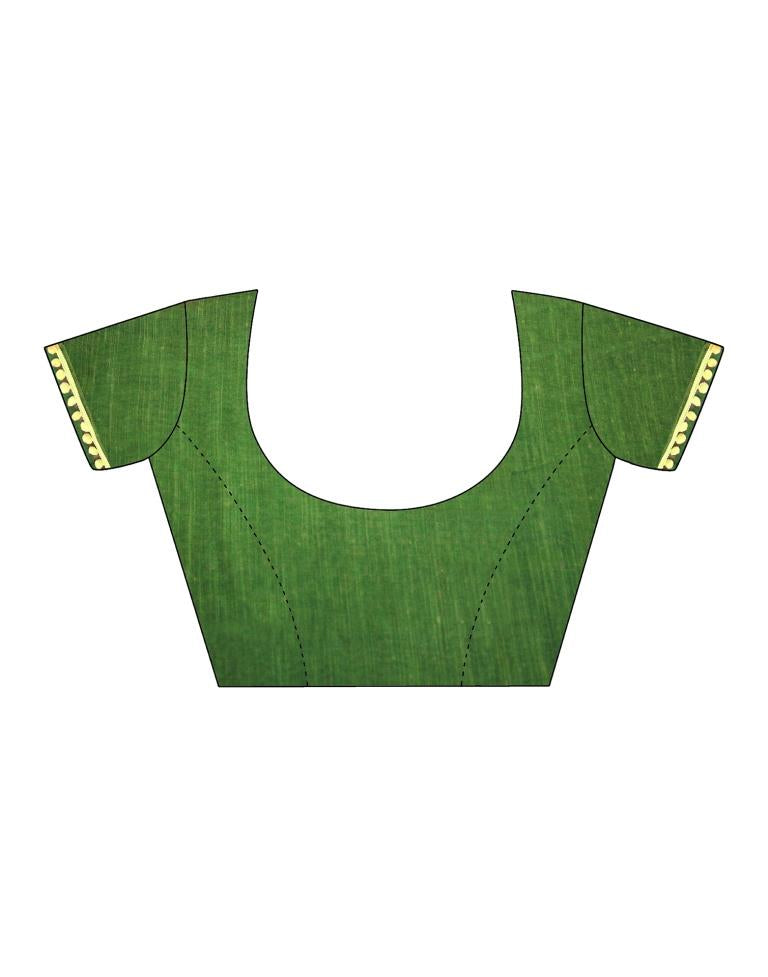 Olive Green Cotton Saree | Sudathi