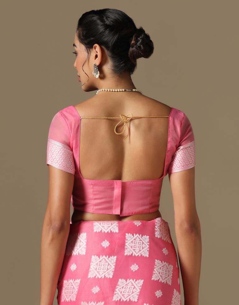 Pink Cotton Weaving Saree