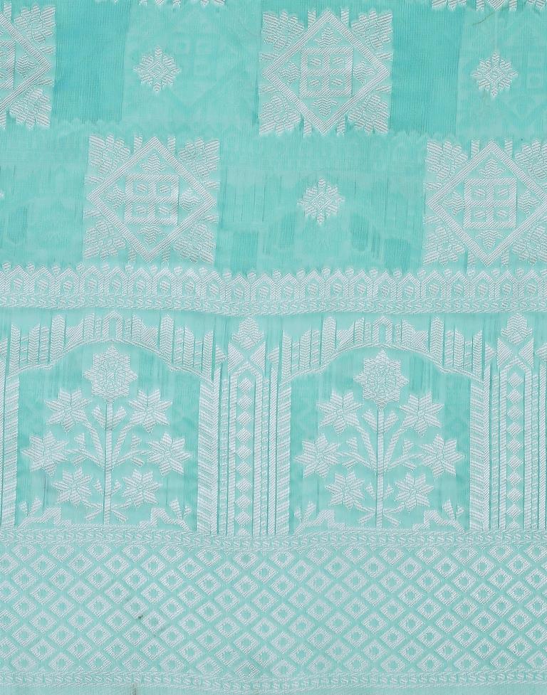 Light Blue Cotton Weaving Saree