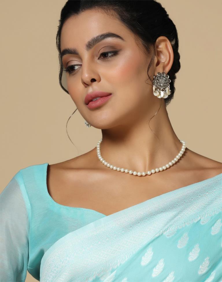 Light Blue Cotton Weaving Saree