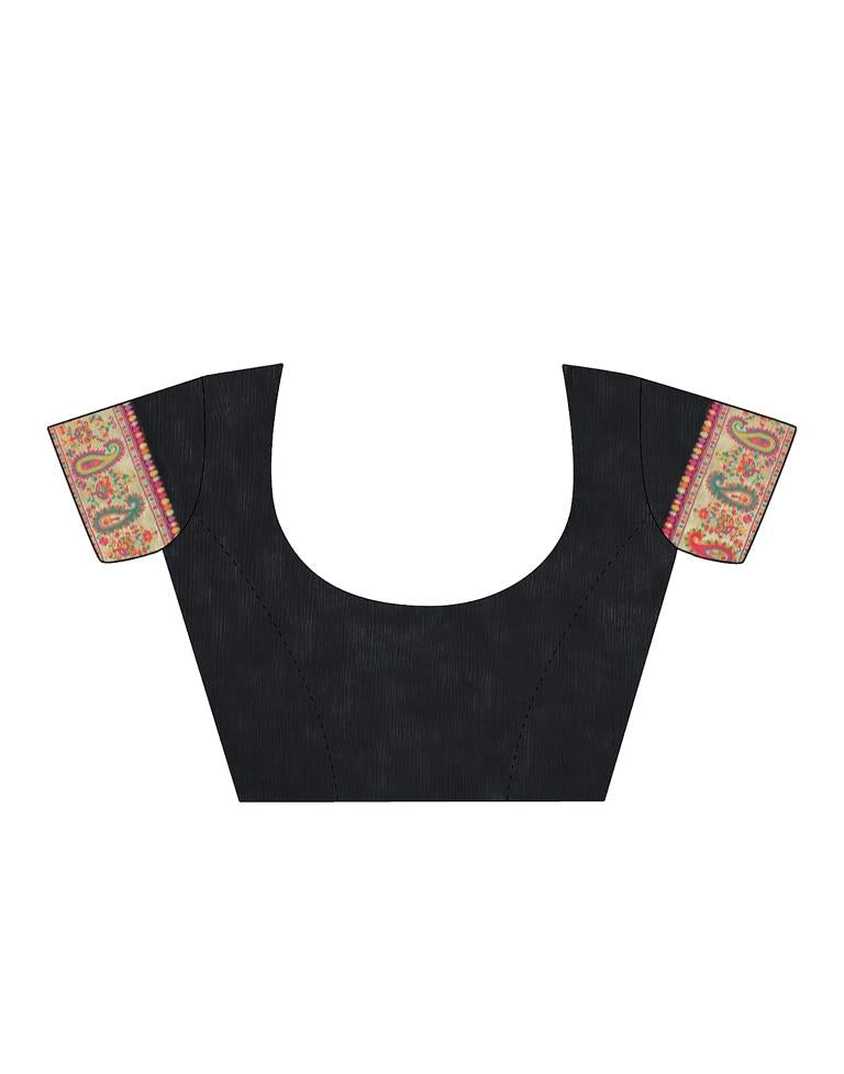 Black Silk Kashmiri Saree