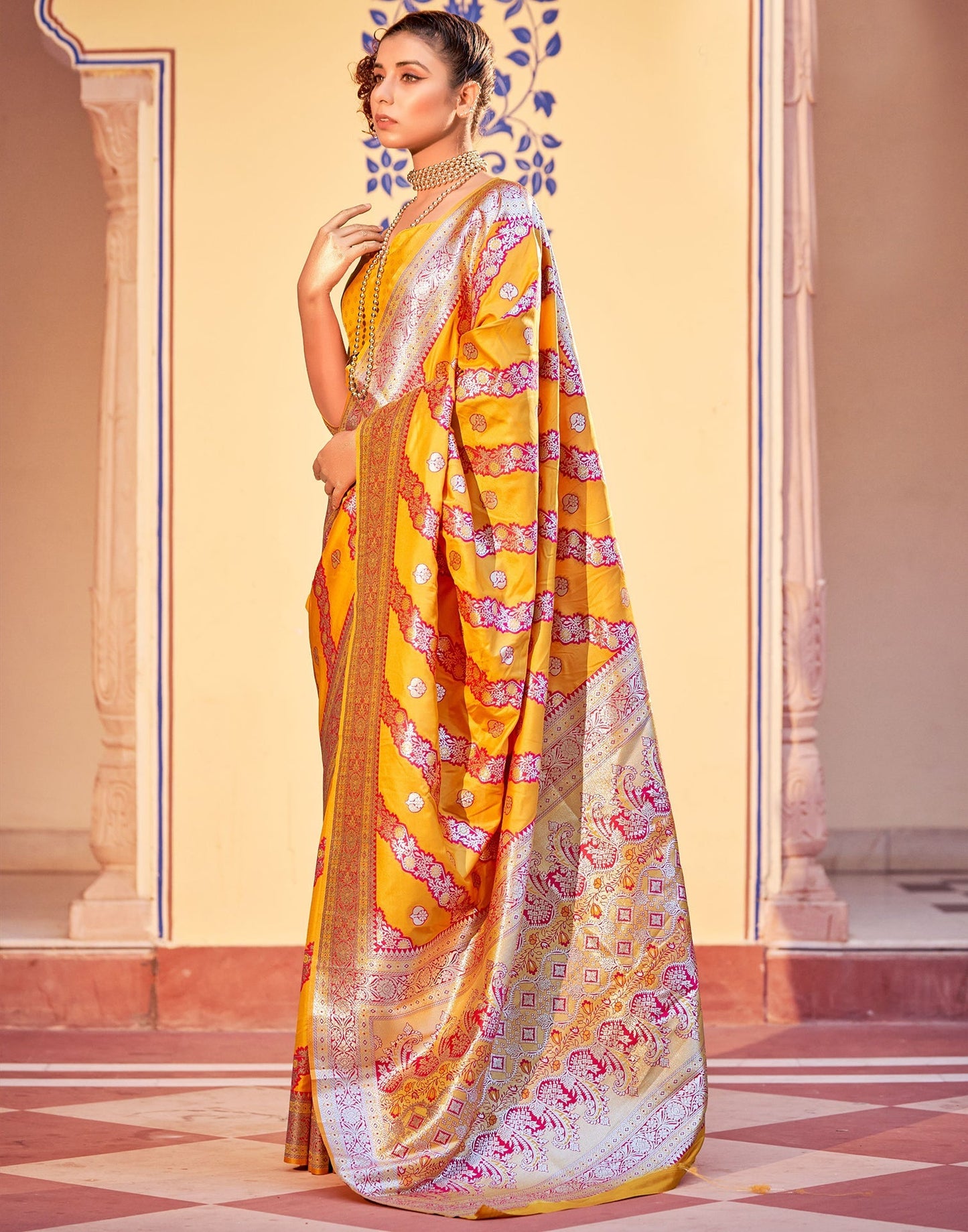Yellow Silk Saree | Leemboodi