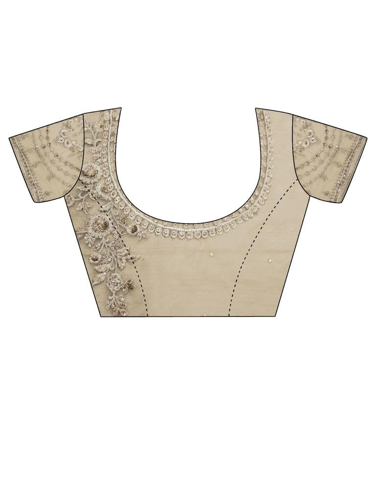 Beige Embroidery Silk Saree | Leemboodi