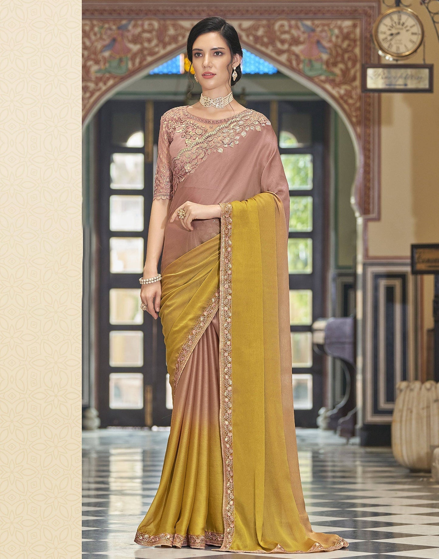 Yellow Chiffon Saree | Leemboodi