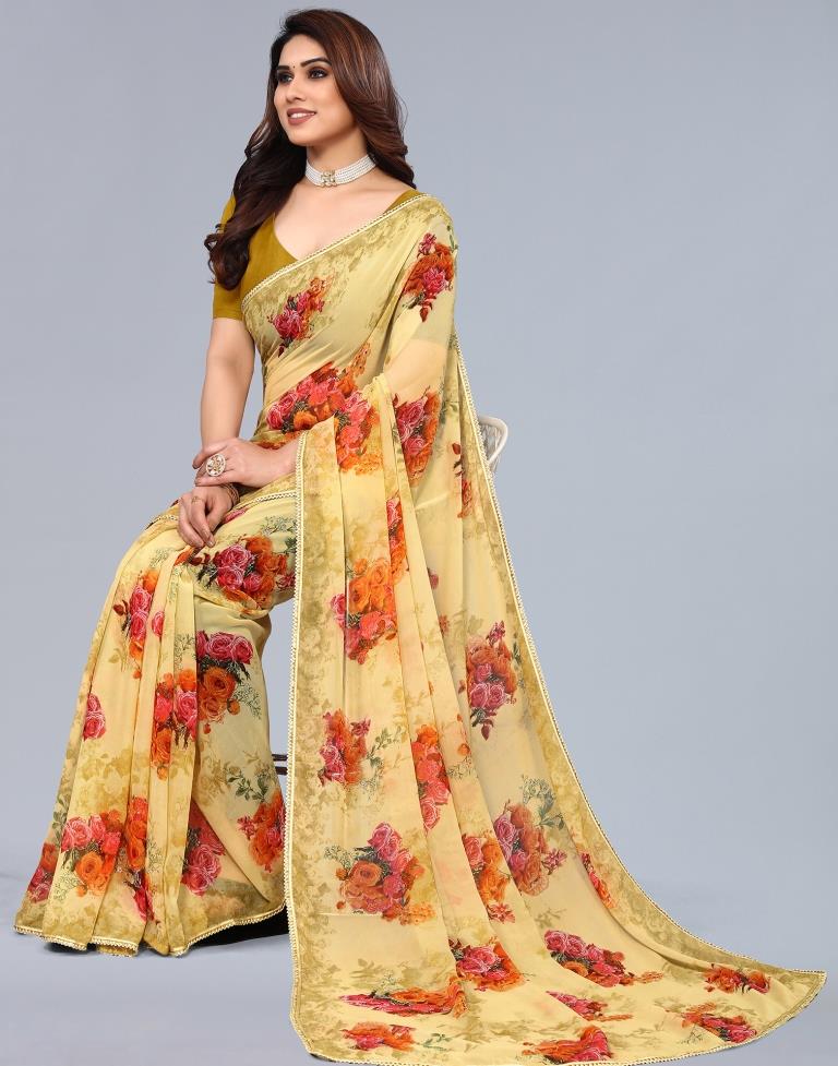 Yellow Georgette Saree | Sudathi