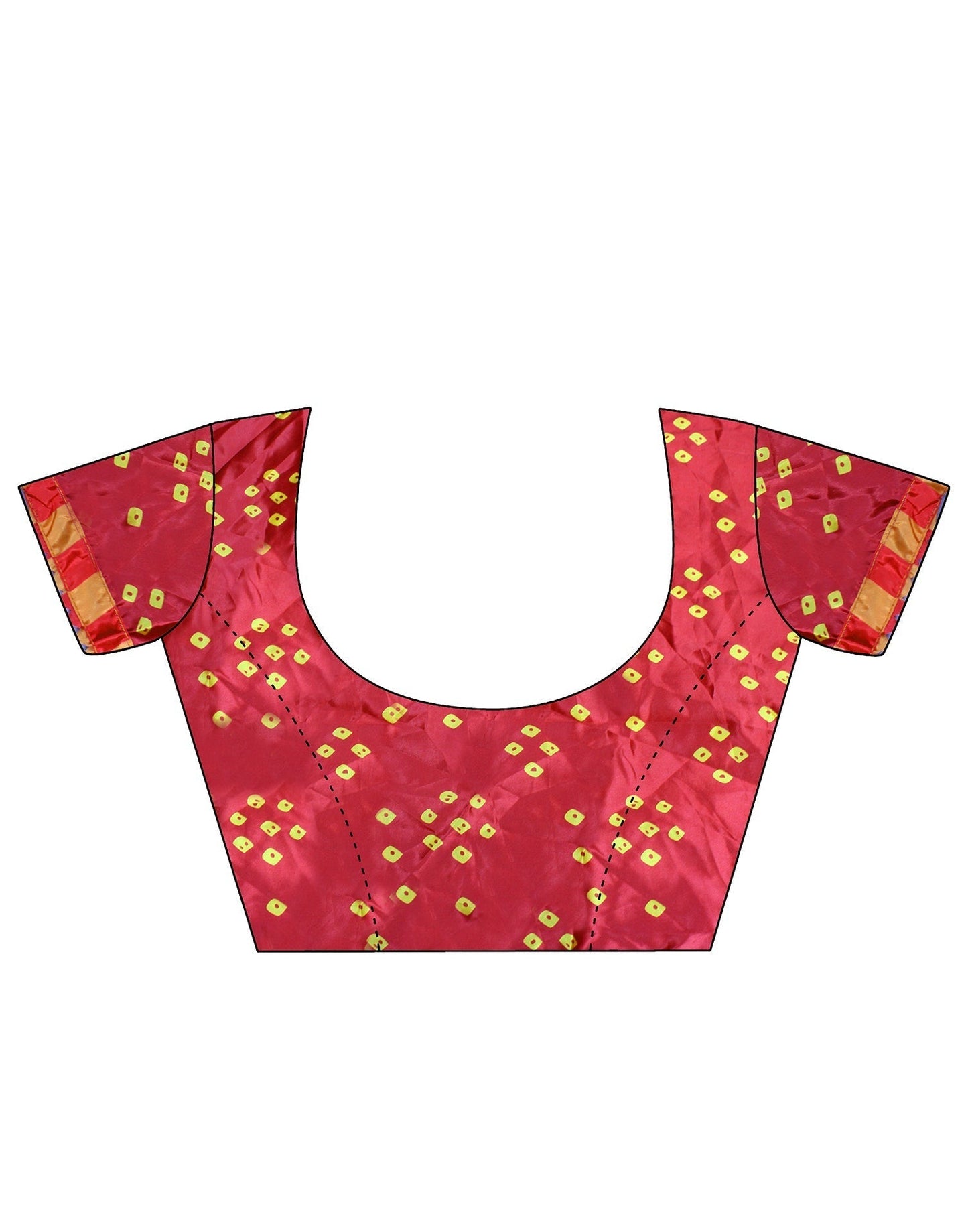 Yellow And Red Satin Silk Bandhani Printed Saree | Leemboodi