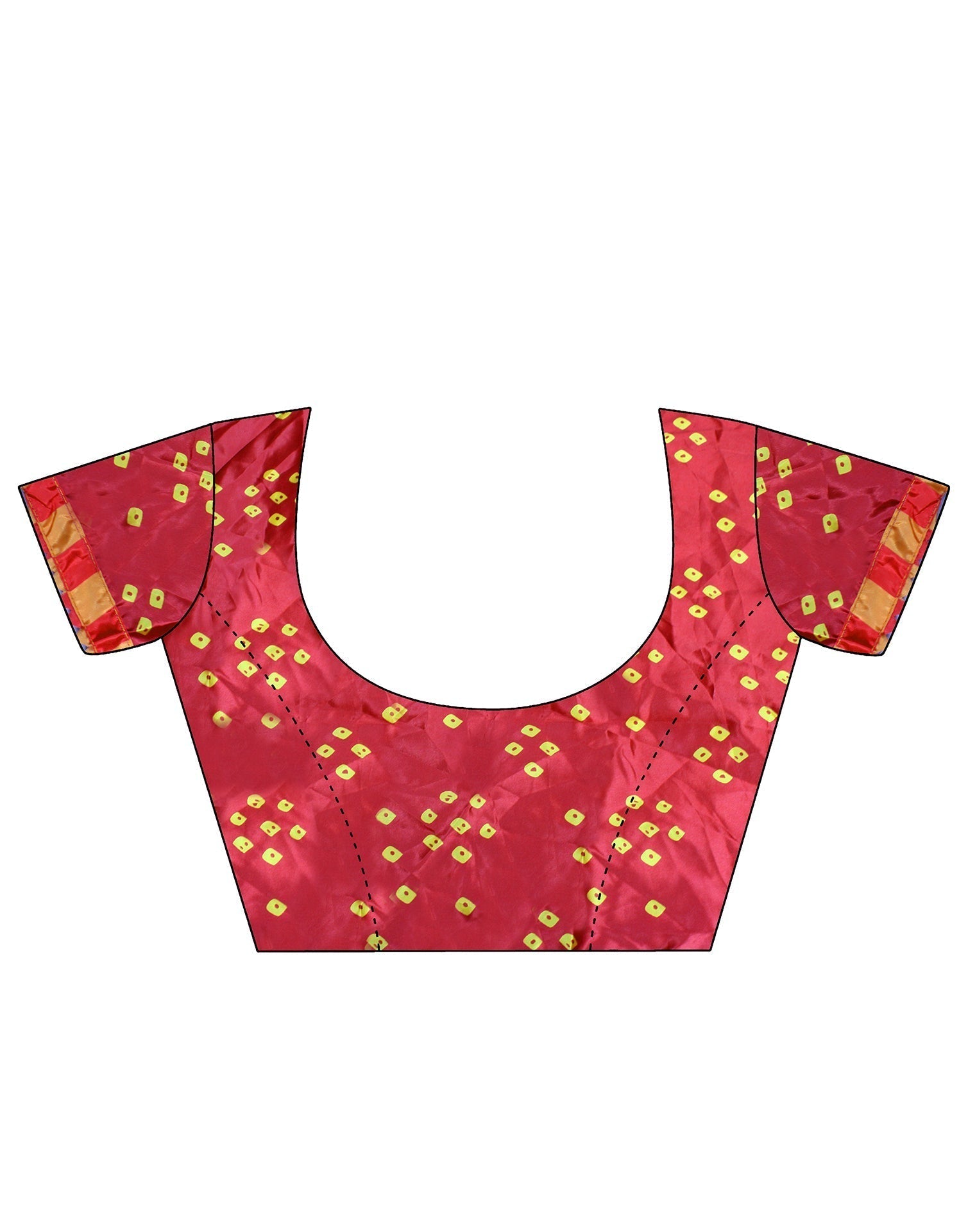 Yellow And Red Satin Silk Bandhani Printed Saree | Leemboodi