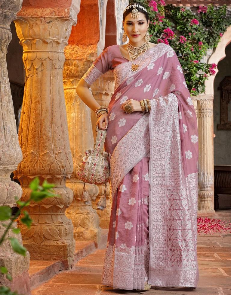 Light Purple Banarasi Cotton Saree | Leemboodi