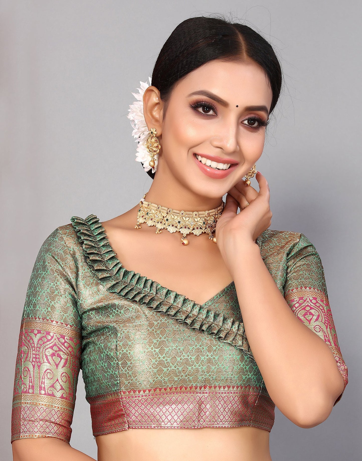 Light Green Banarasi Silk Saree | Leemboodi