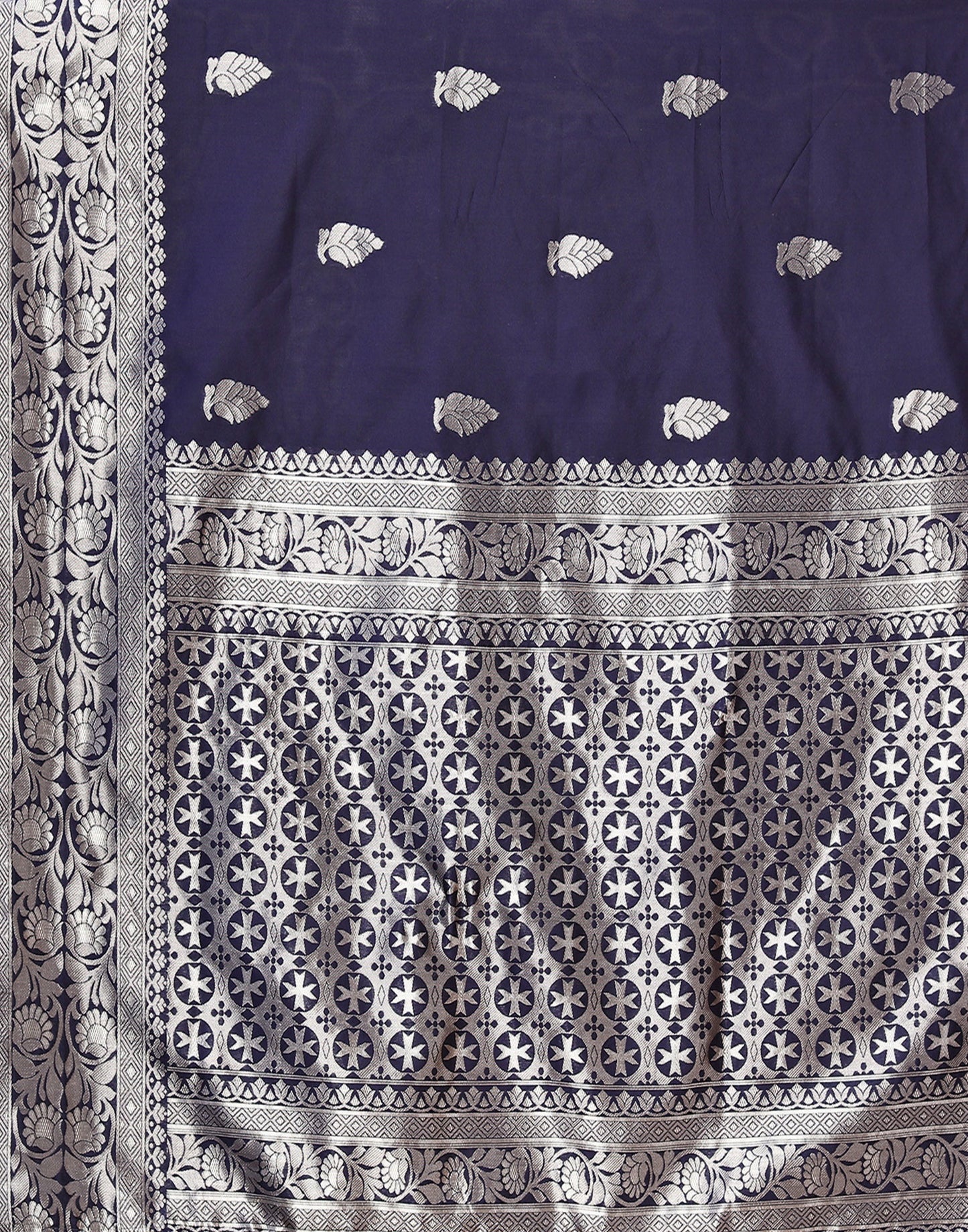 Navy Blue Banarasi Silk Saree | Leemboodi