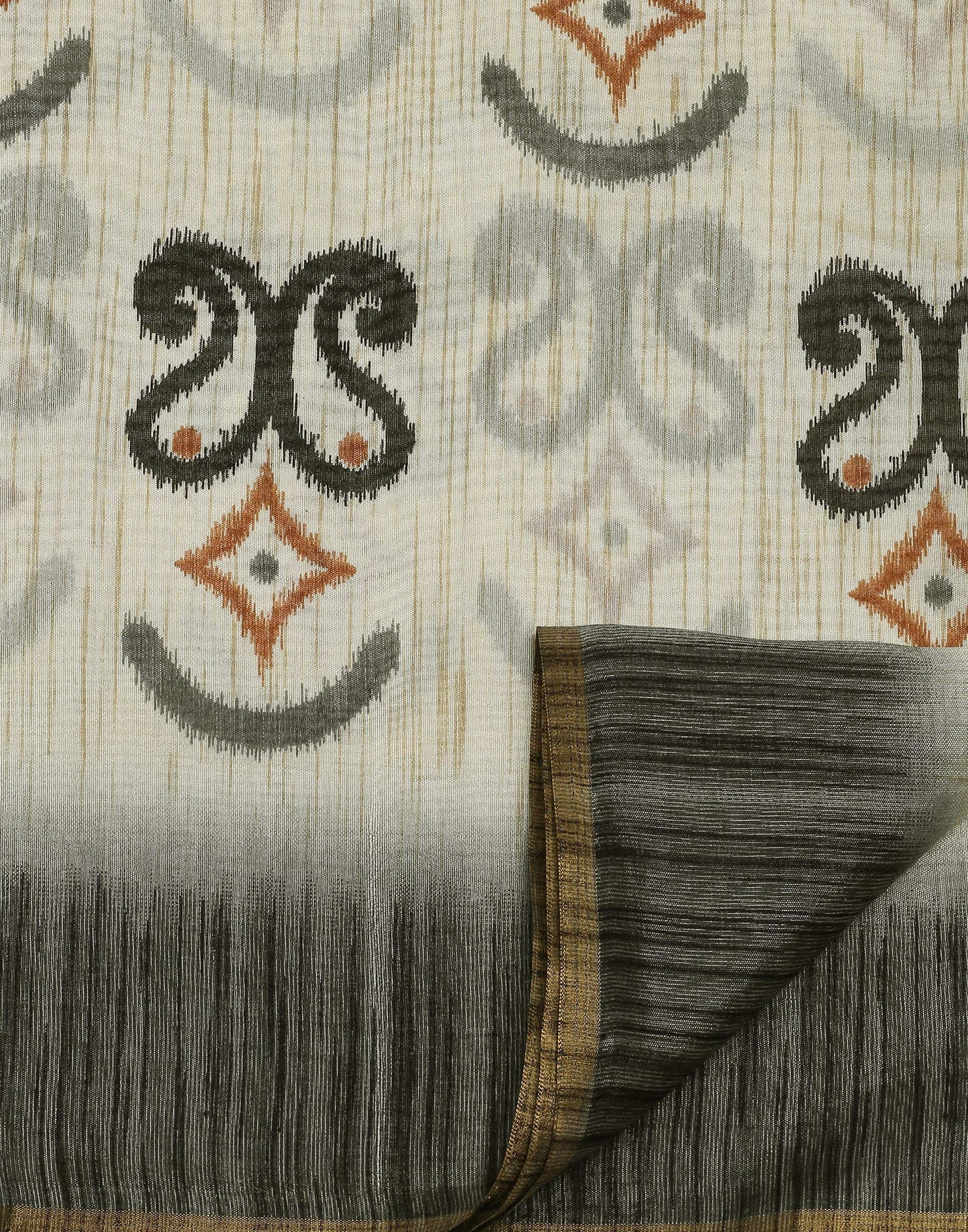 Cream Printed Silk Saree | Sudathi