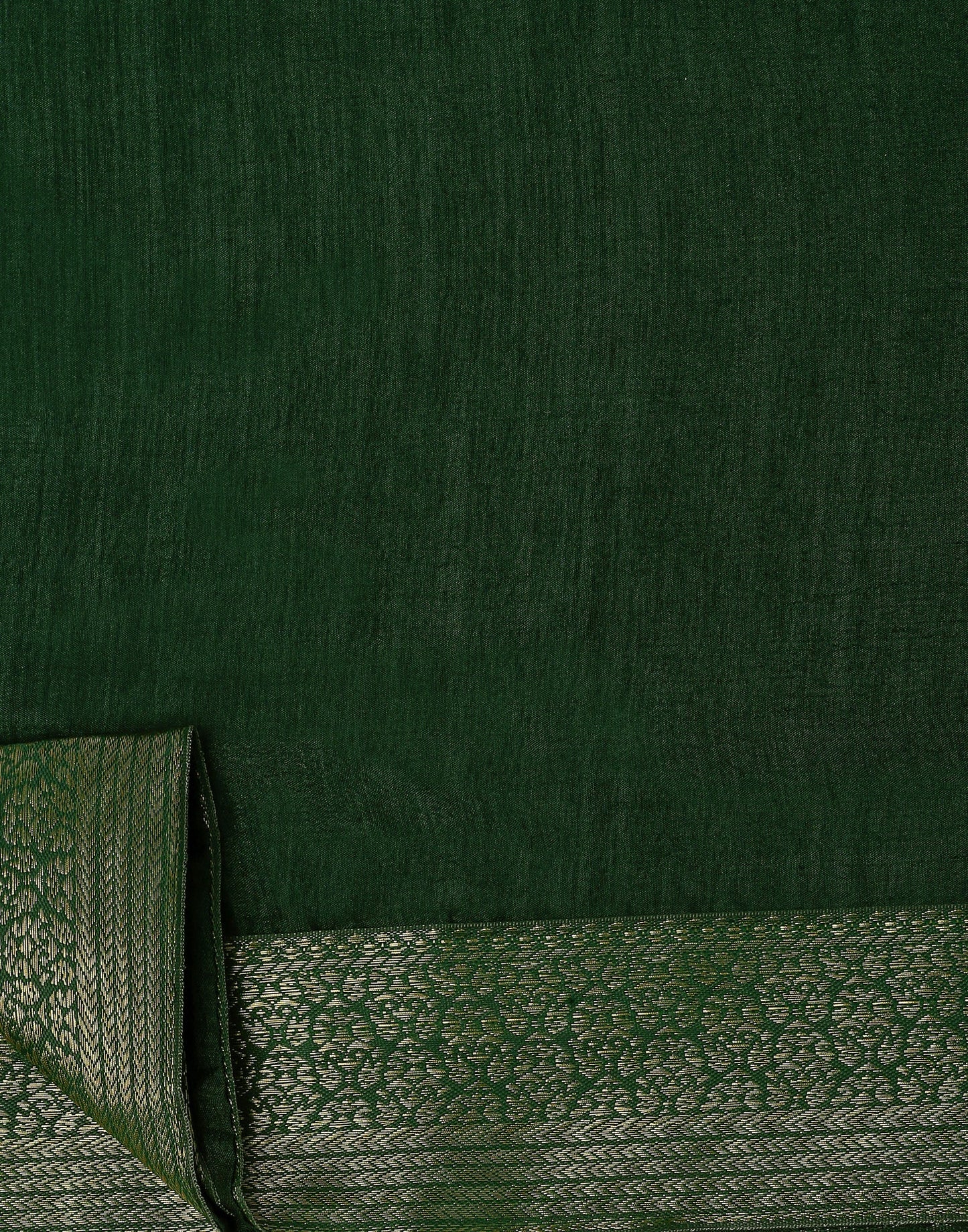 Dark Green Plain Silk Saree | Sudathi