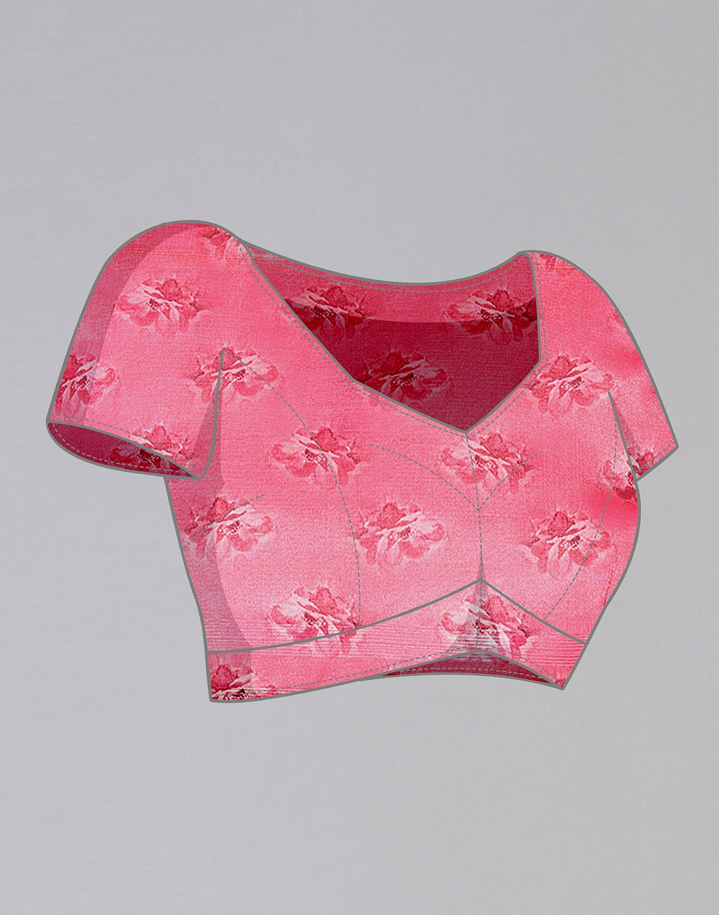 Light Pink Silk Floral Printed Saree