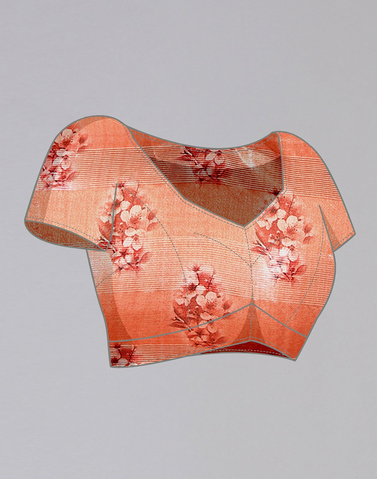 Orange Silk Floral Printed Saree