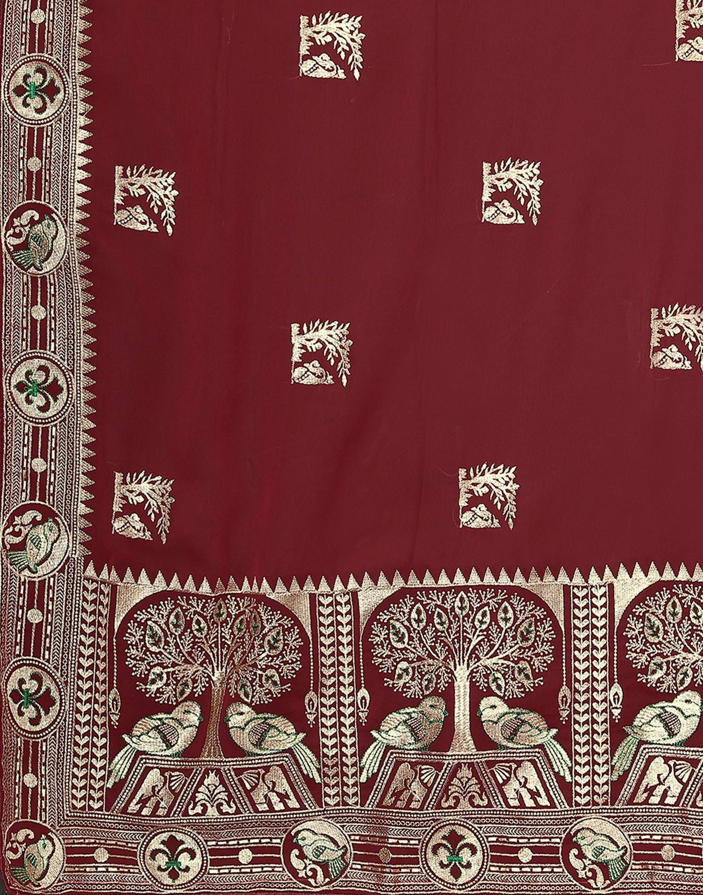 Maroon Embroidery Saree | Leemboodi