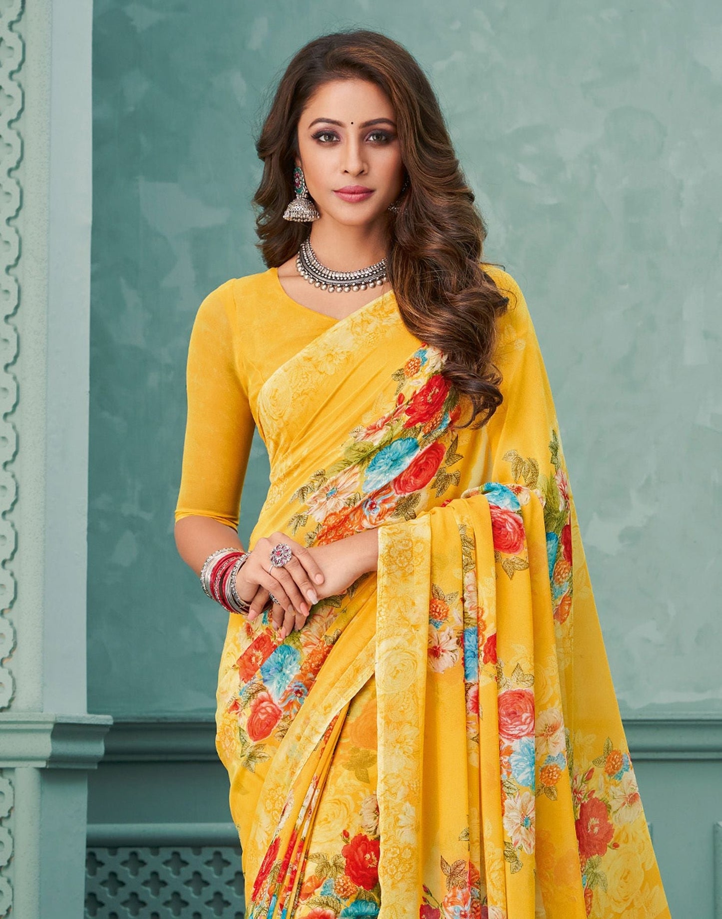 Yellow Printed Saree | Leemboodi