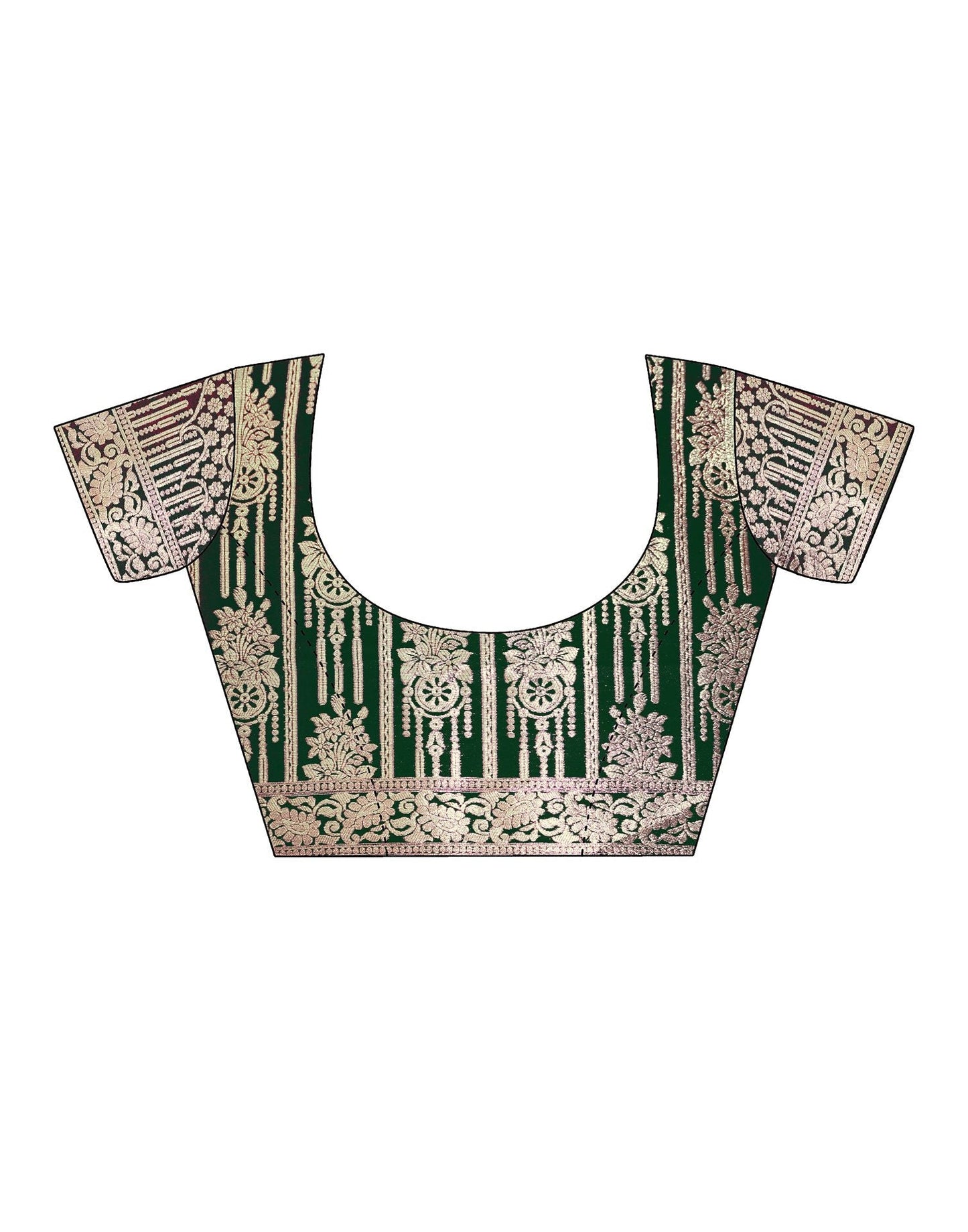 Dark Green Silk Banarasi Saree | Leemboodi