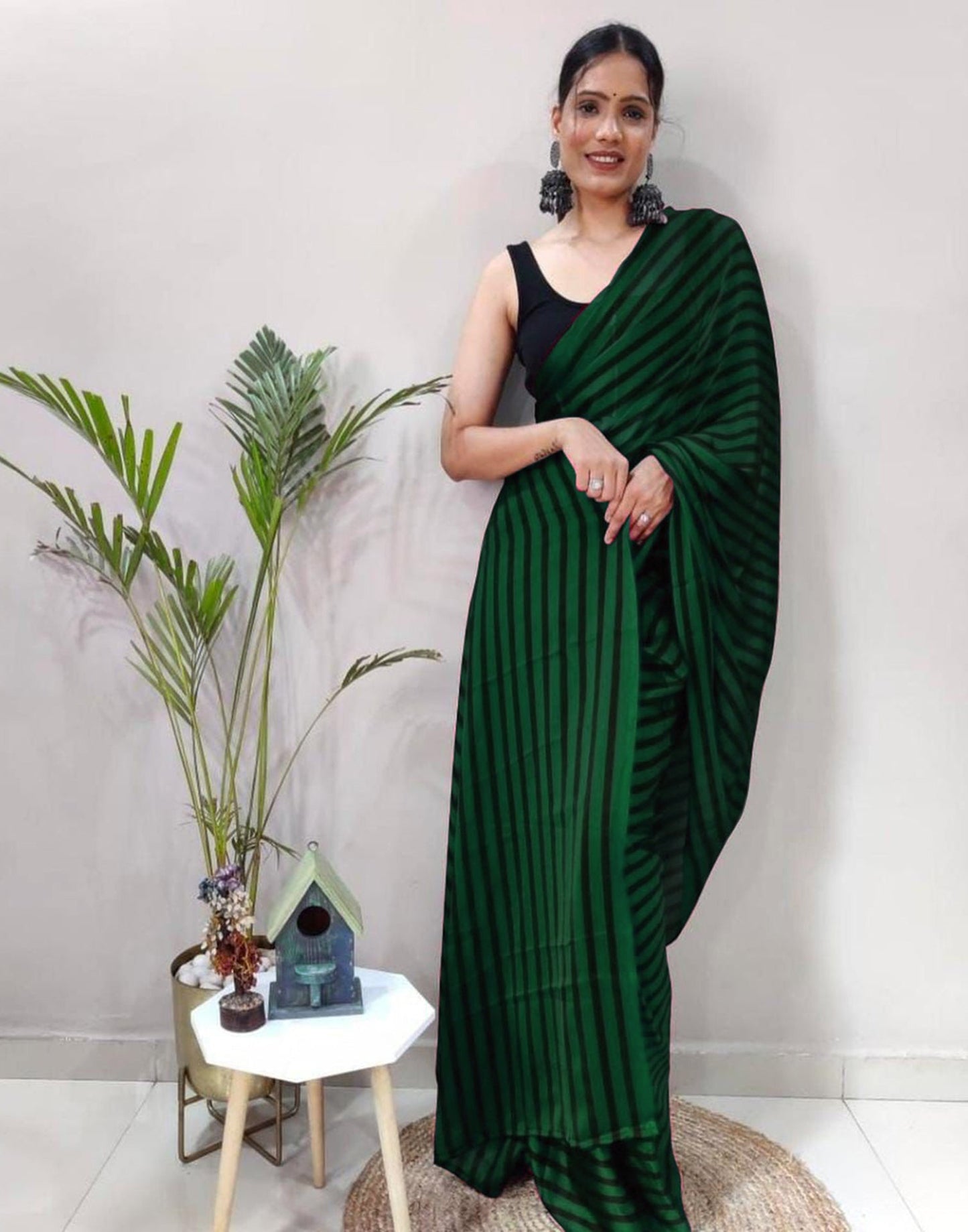 Green Georgette Printed Saree