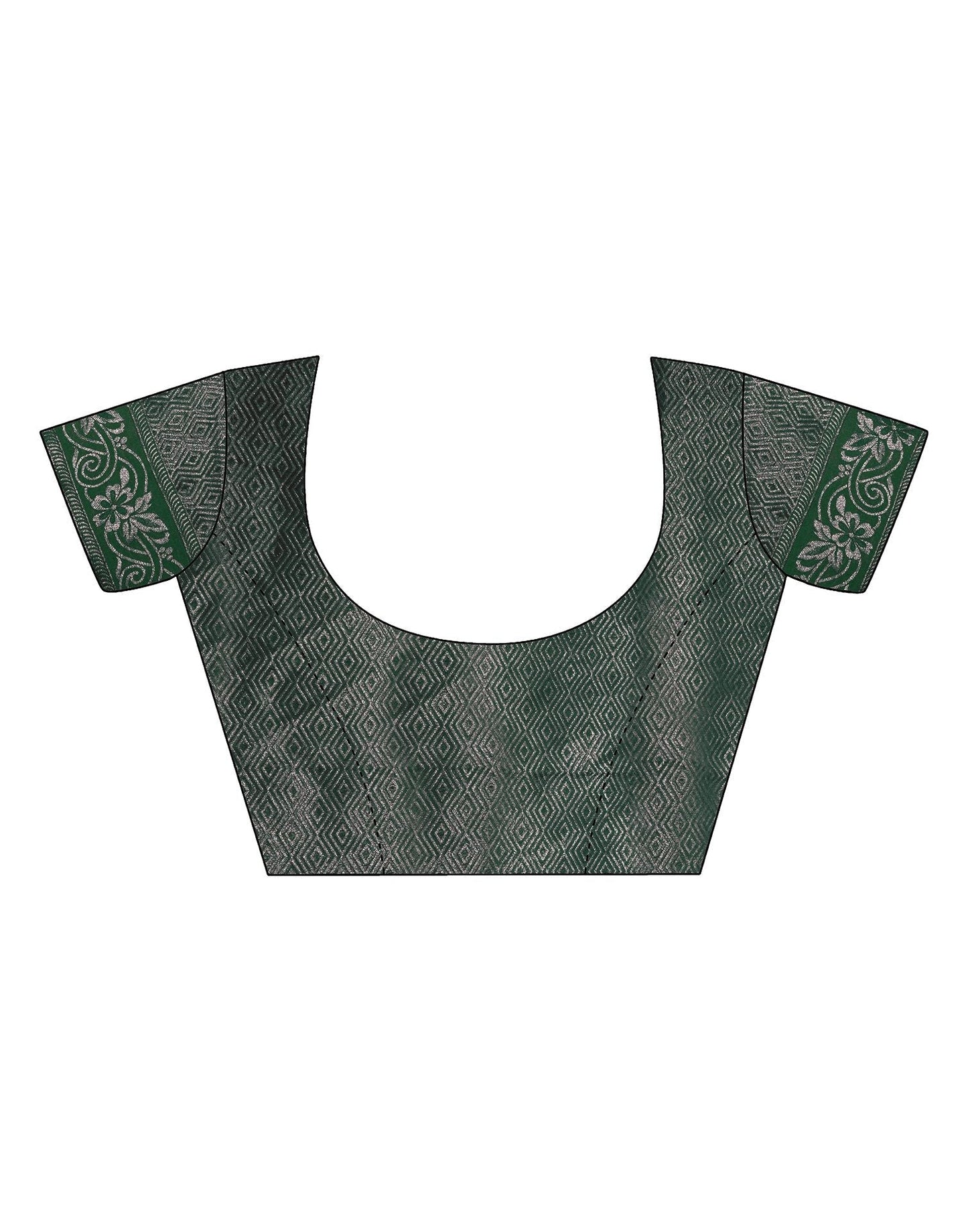 Dark Green Organza Banarasi Saree | Leemboodi