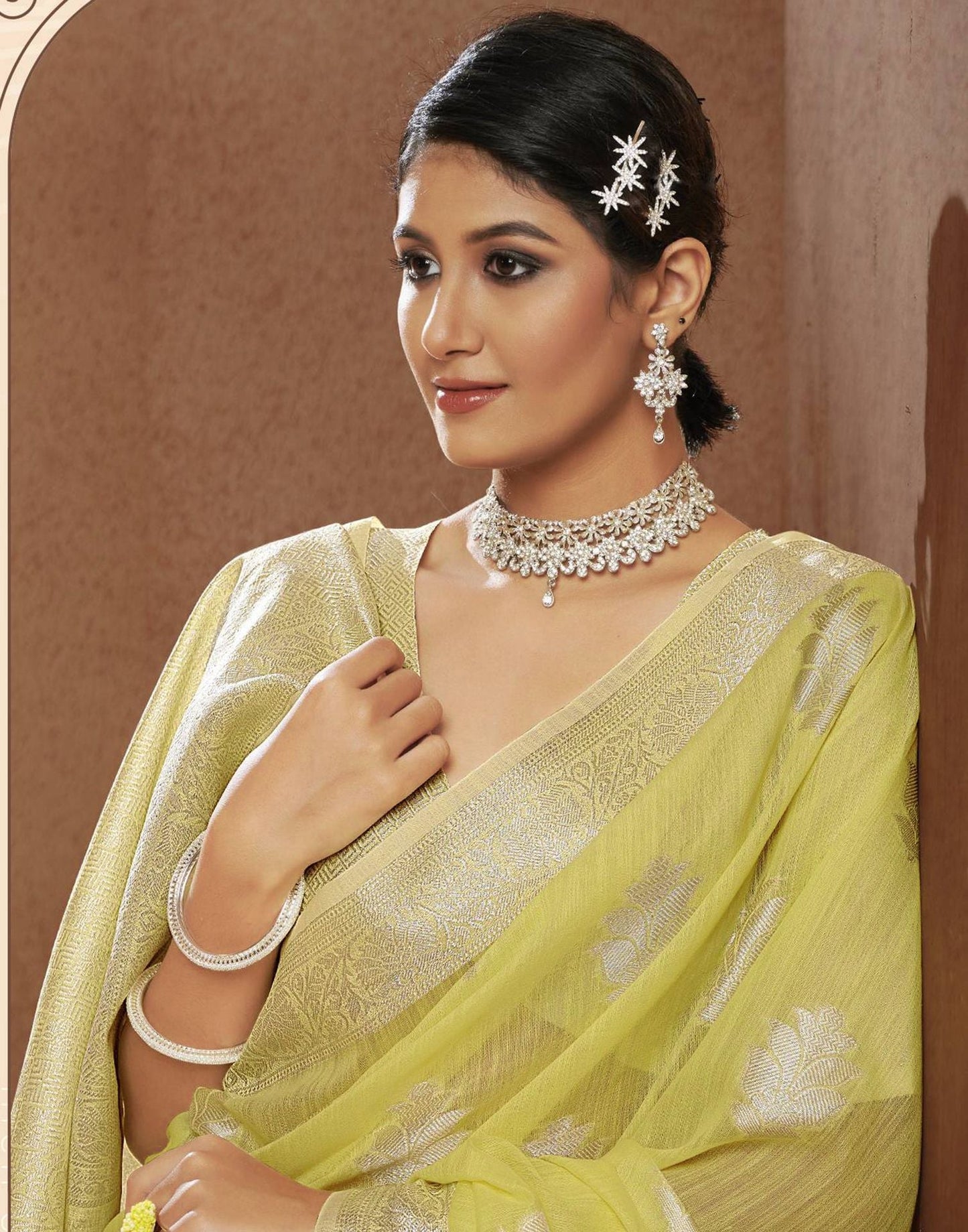 Yellow Jacquard Saree | Leemboodi