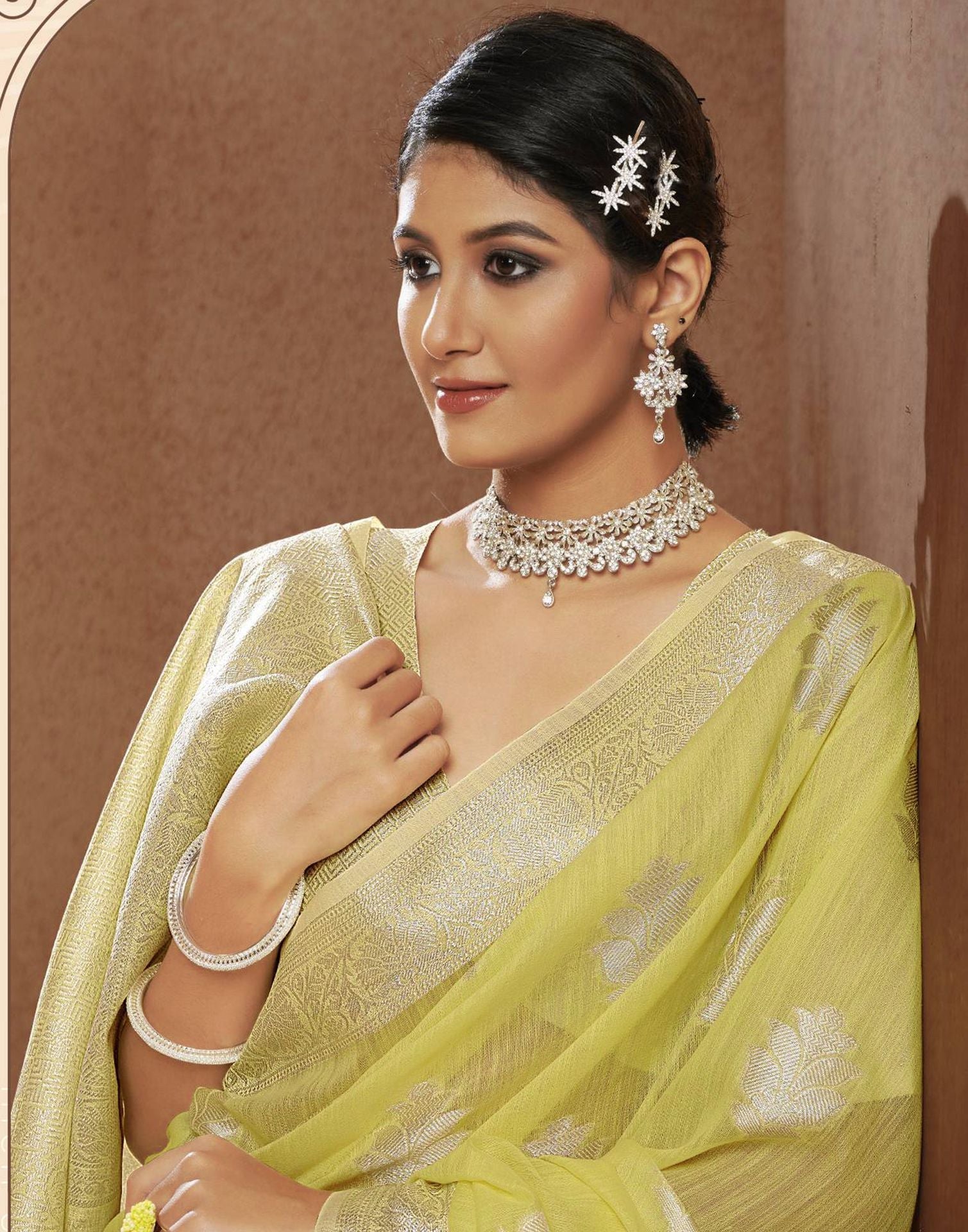 Yellow Jacquard Saree | Leemboodi