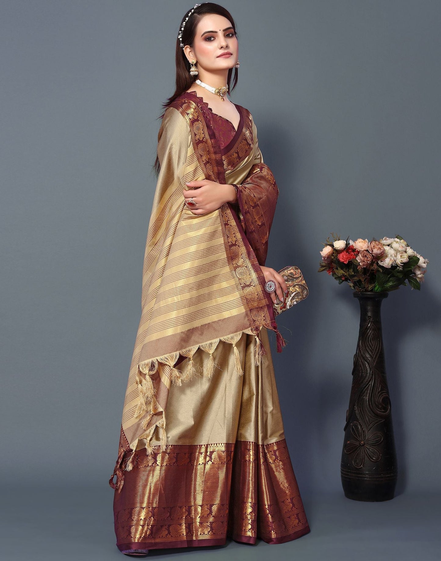 Beige Cotton Saree | Sudathi