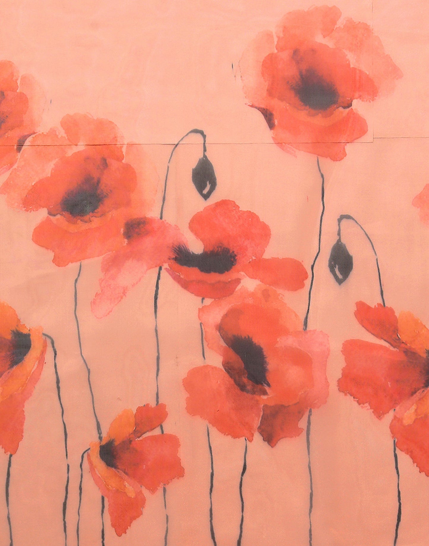 Light Orange Organza Digital Printed Saree