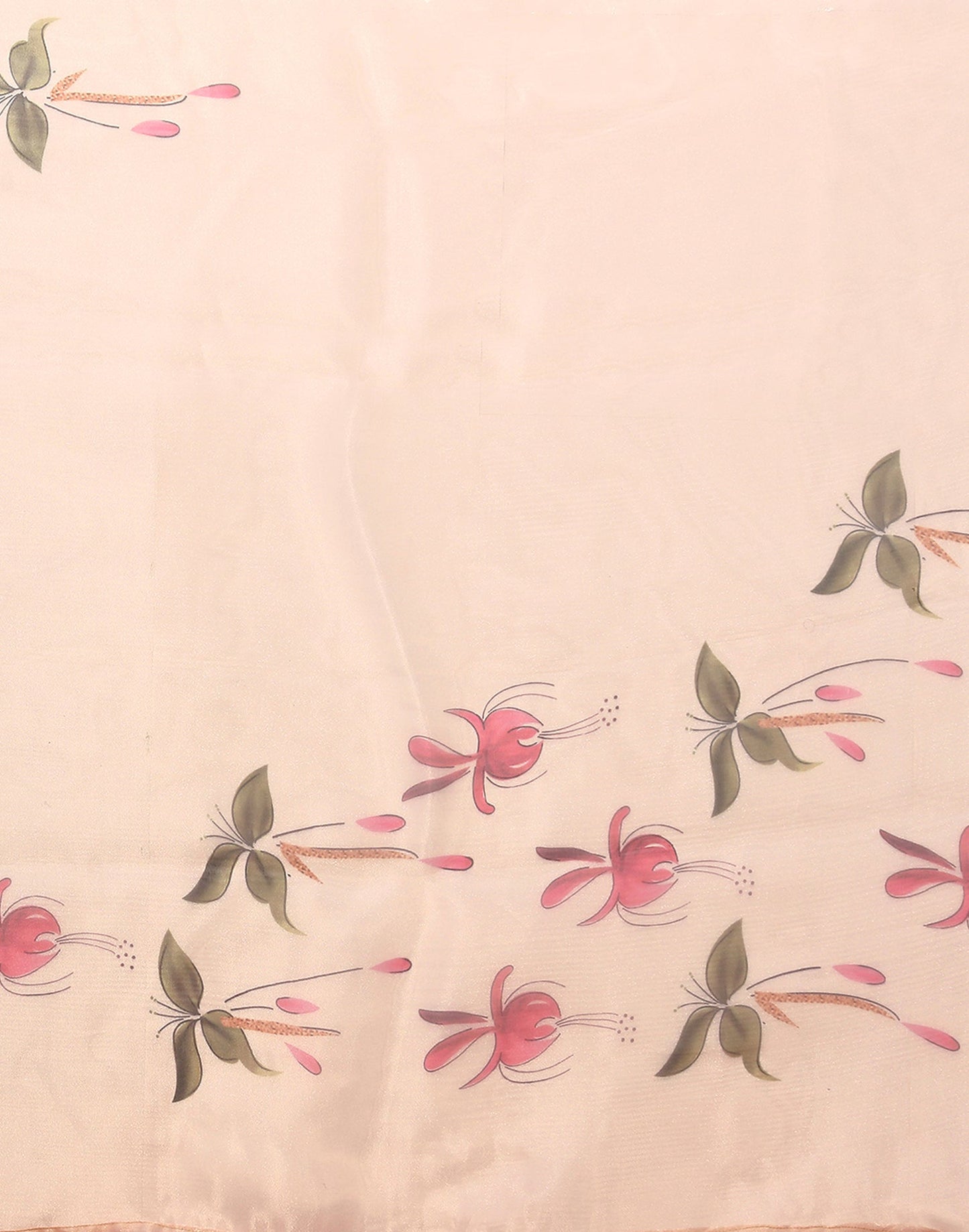 Cream Organza Digital Printed Saree