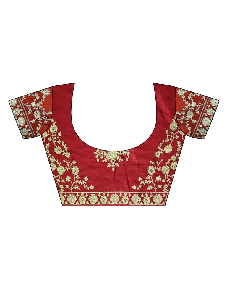 Red Plain Silk Saree