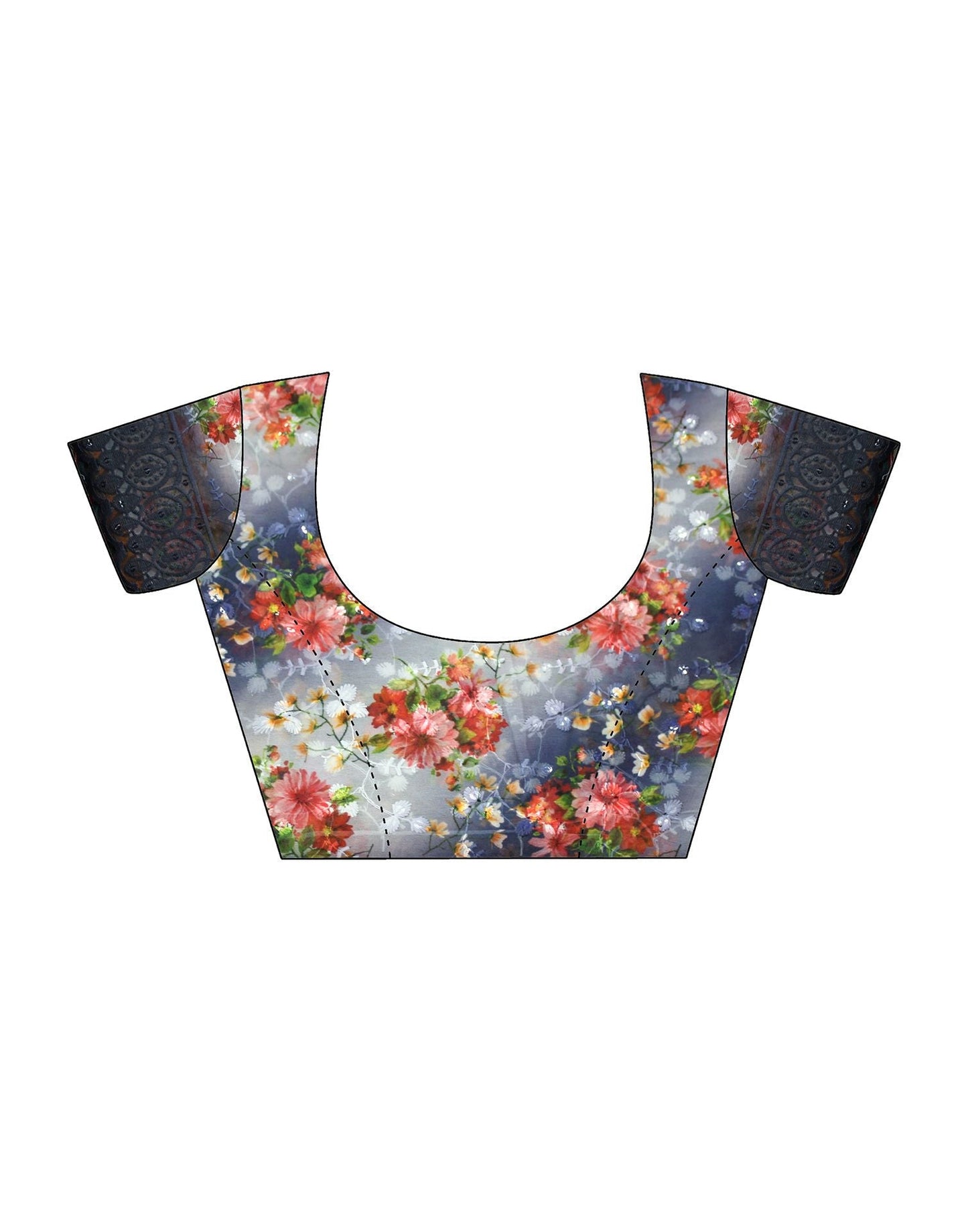 Dark Grey Zari Stripe Plain Georgette Saree | Leemboodi