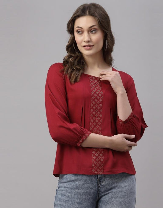 Red Box Pleated Top | Sudathi