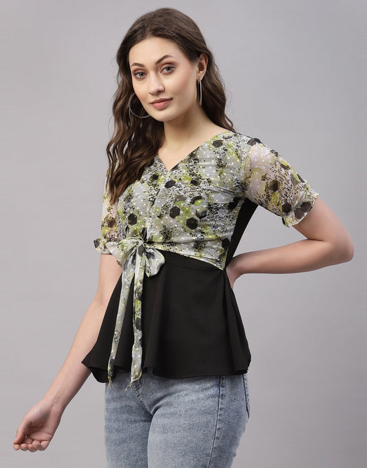 Green And Black Knoted Top | Sudathi