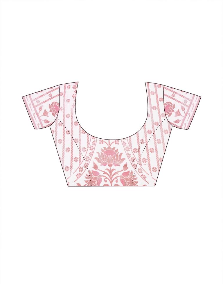 White Jacquard Silk Saree