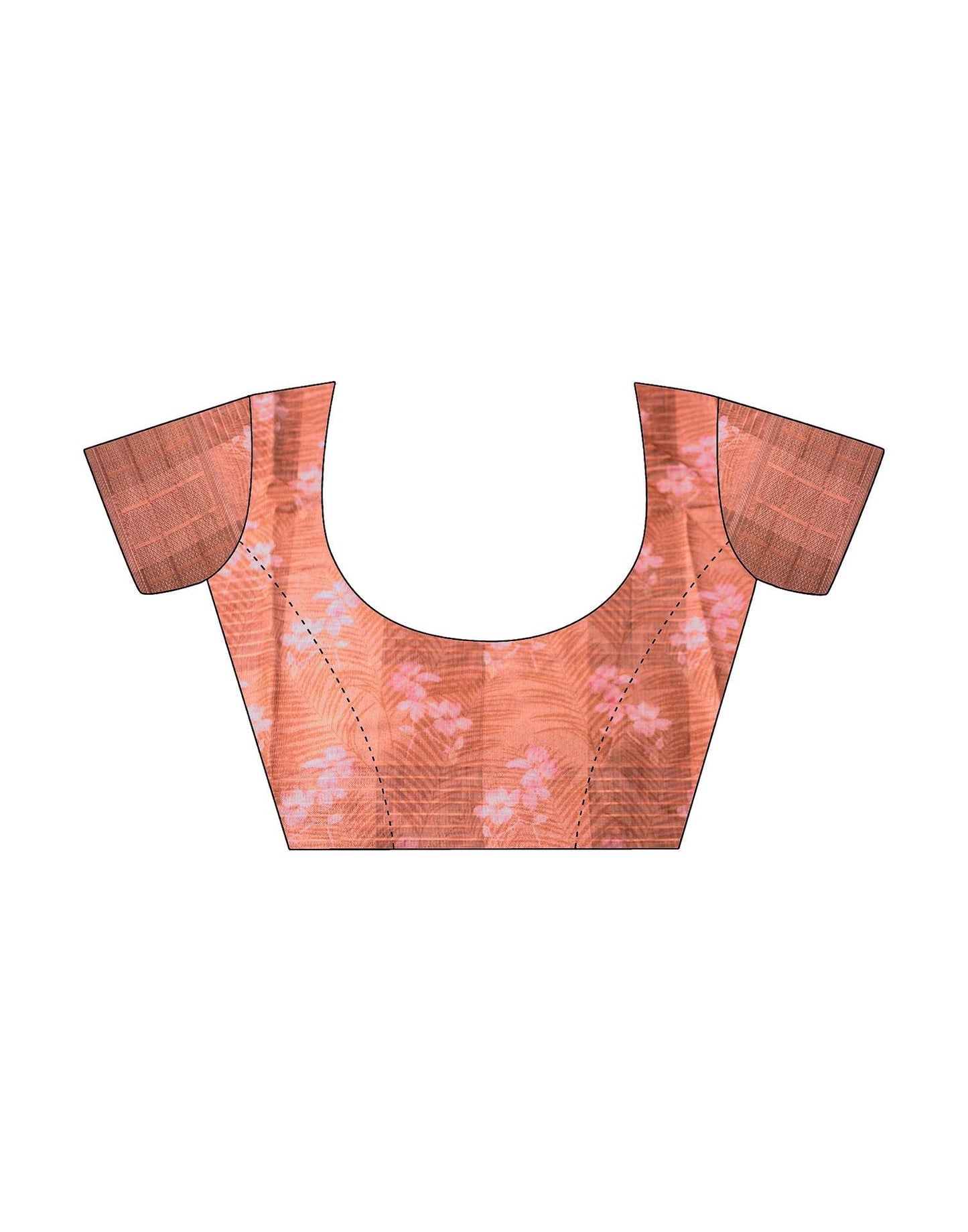 Light Orange Cotton Digital Printed & Self Woven Saree With Tassel | Leemboodi