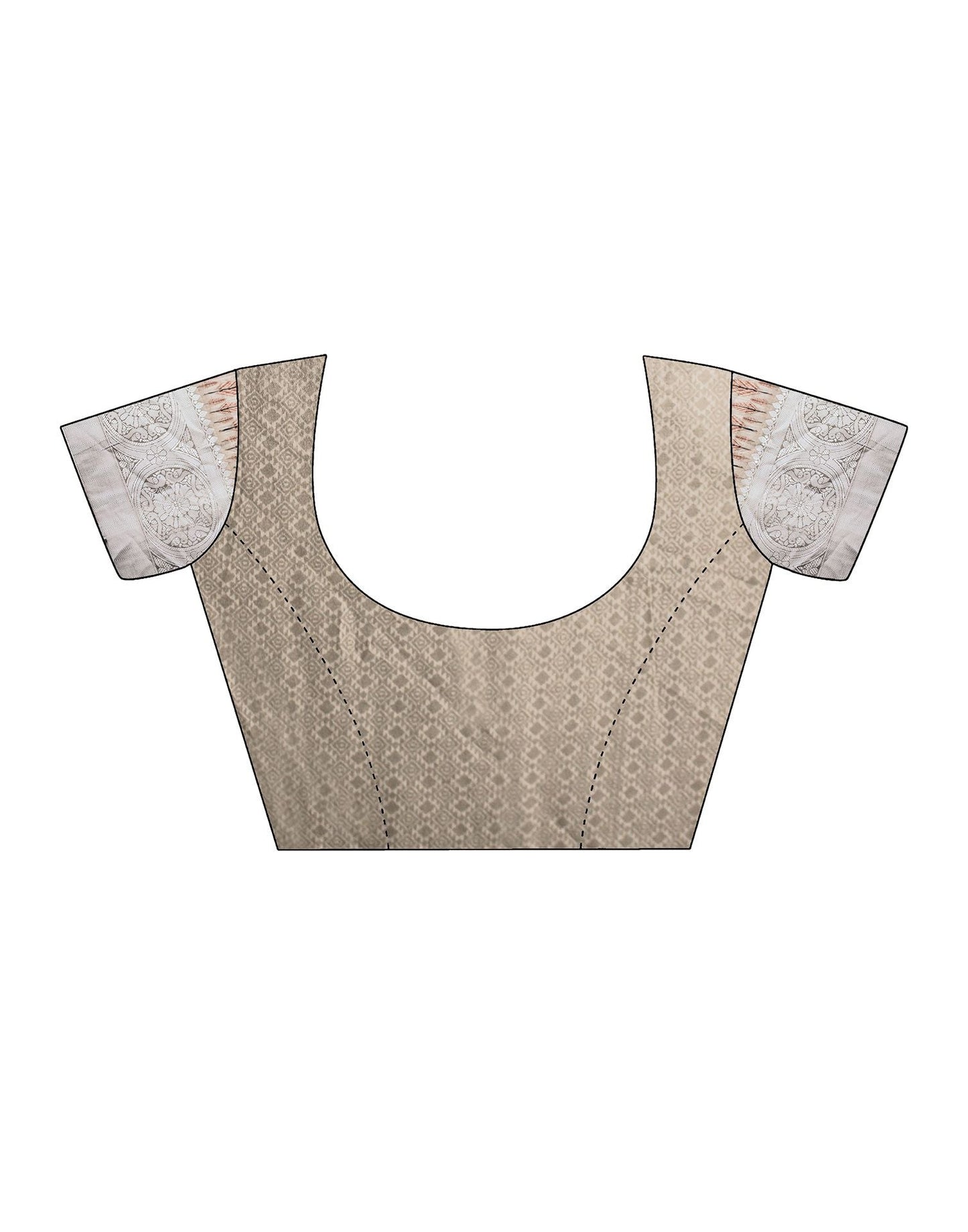 Light Brown Silk Digital Printed Saree With Tassel | Leemboodi