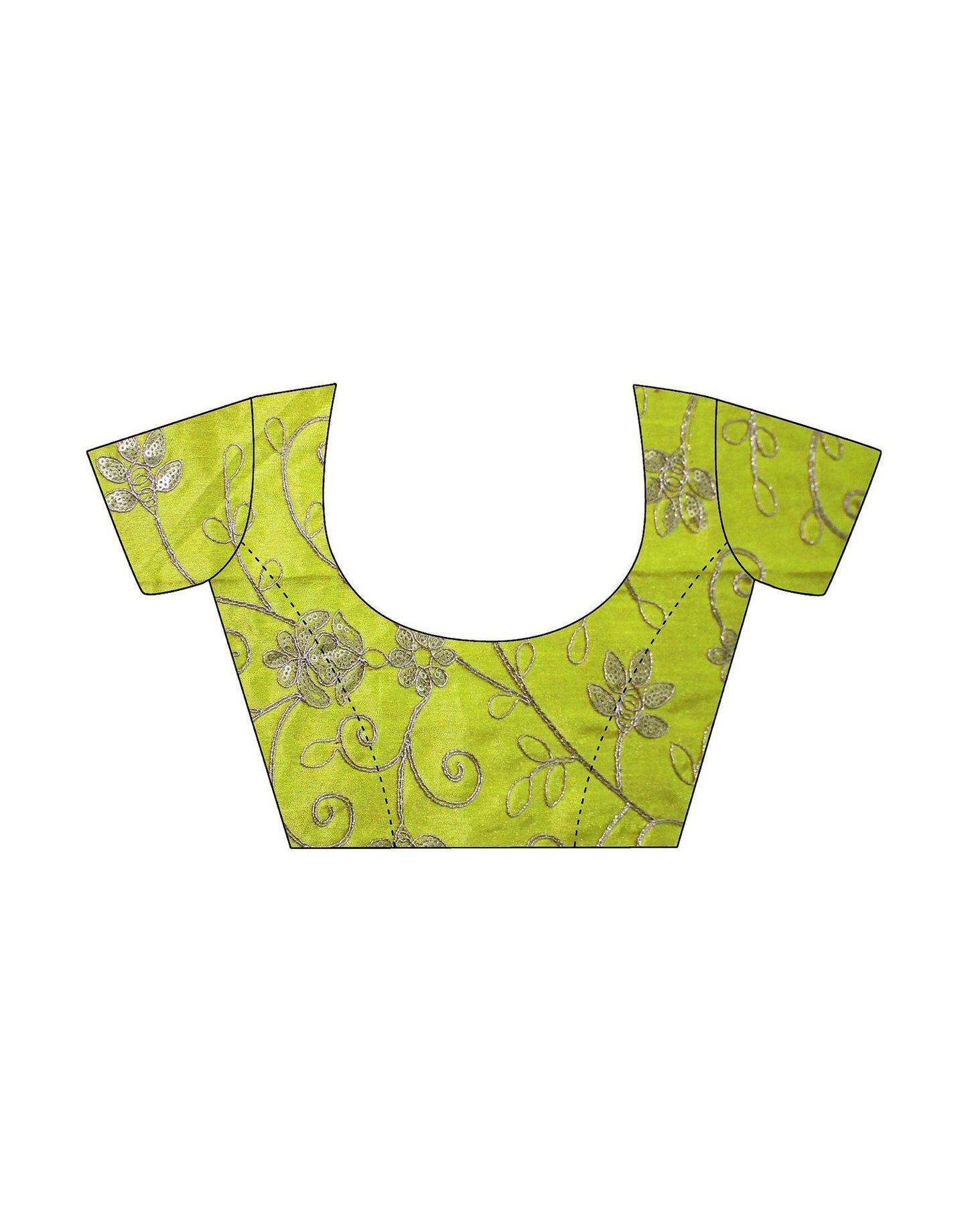 Parrot Green Chiffon Foil Printed Bandhani Saree | Leemboodi