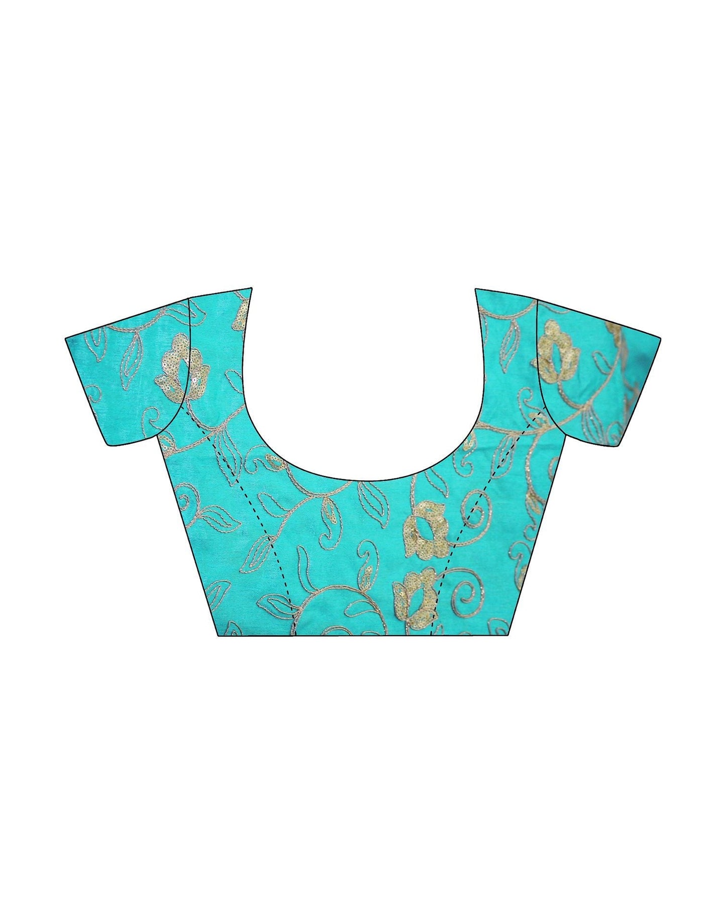 Turquoise Chiffon Foil Printed Bandhani Saree | Leemboodi