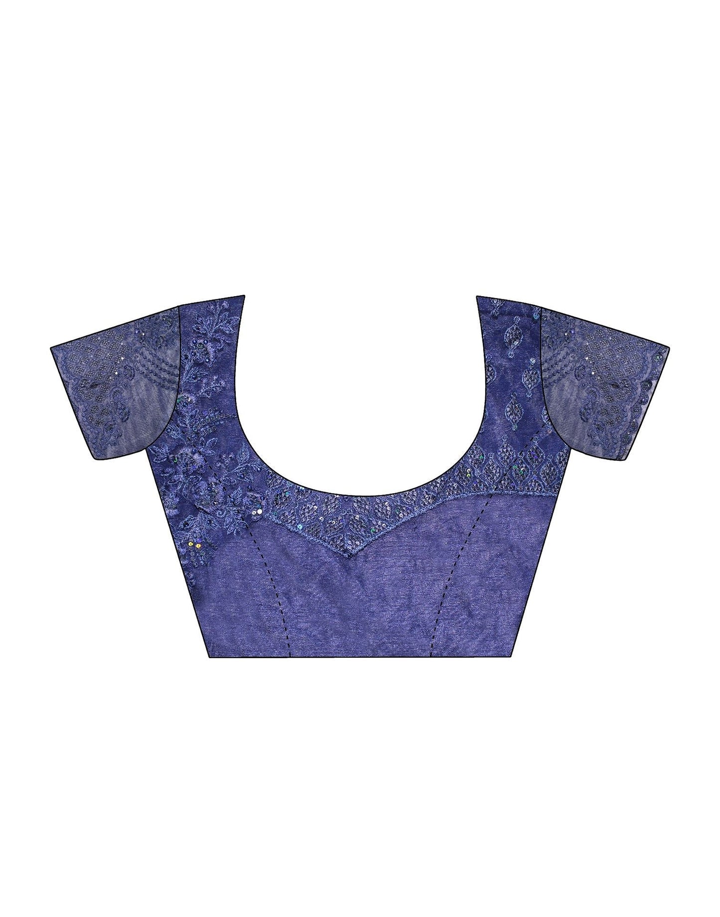 Green Chiffon Plain Embroidery Saree | Leemboodi