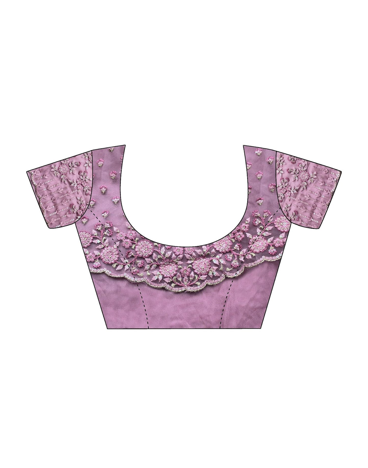 Light Pink Georgette Plain Embroidery Saree | Leemboodi