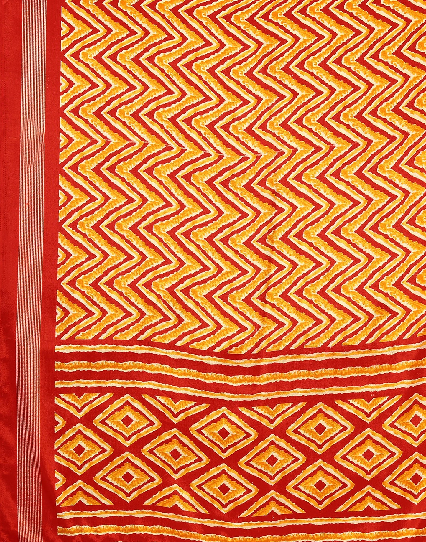 Red Chiffon Printed Saree