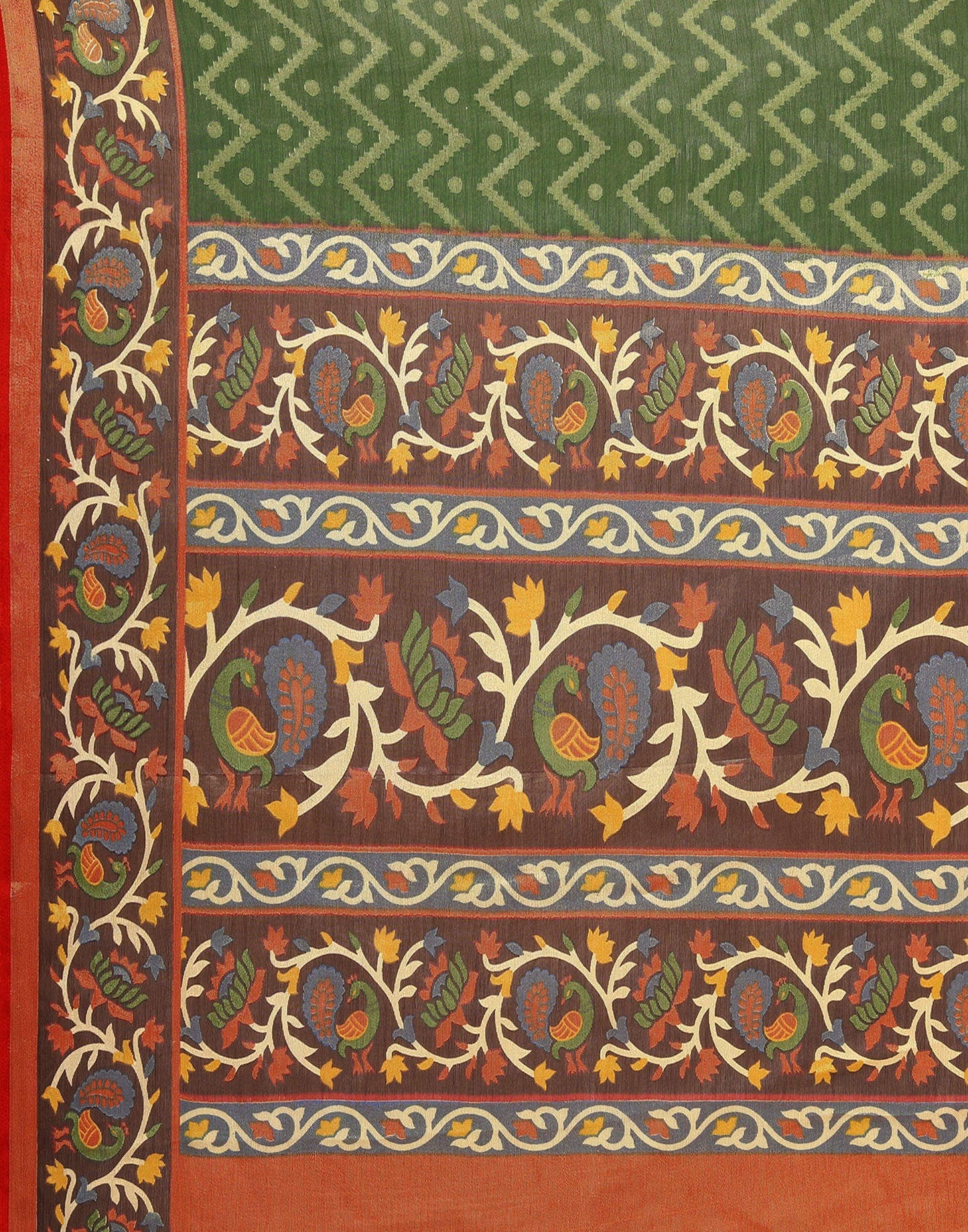 Green Brasso Self Woven Saree