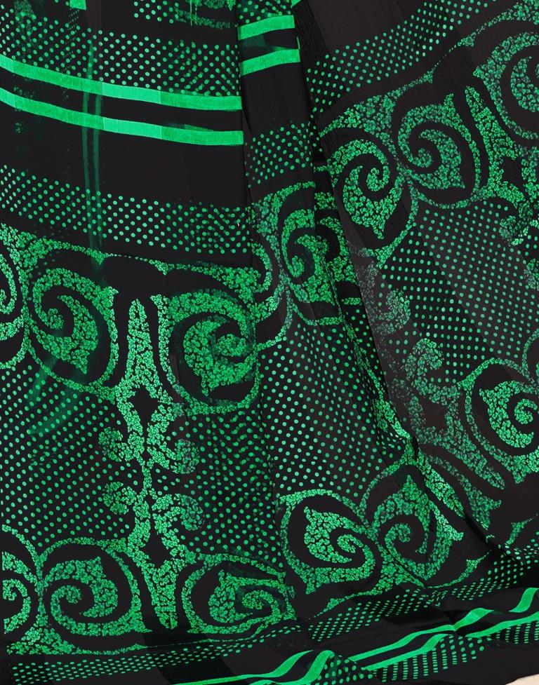 Green Printed Chiffon Saree